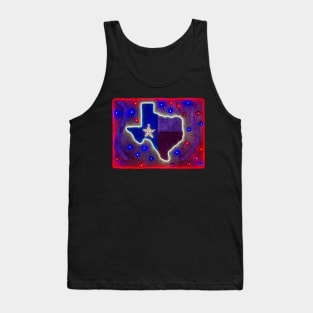 Retro billboard: Map of Texas in red, white, and blue lights Tank Top